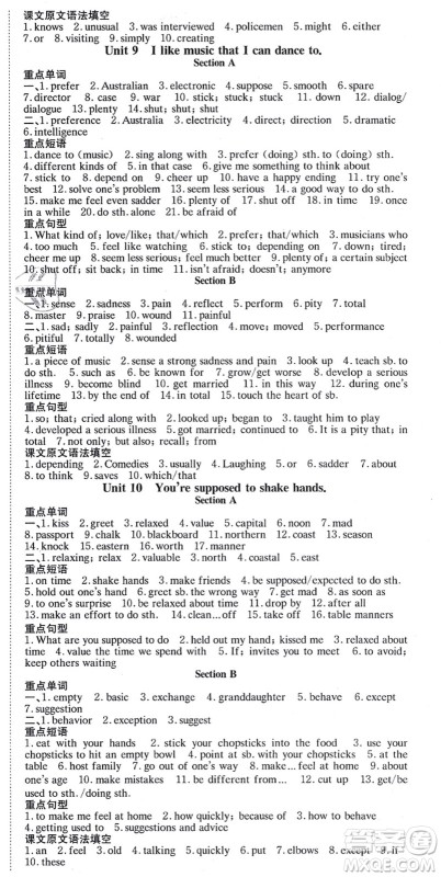 北京时代华文书局2021全效学习学业评价方案九年级英语全一册RJ人教版答案