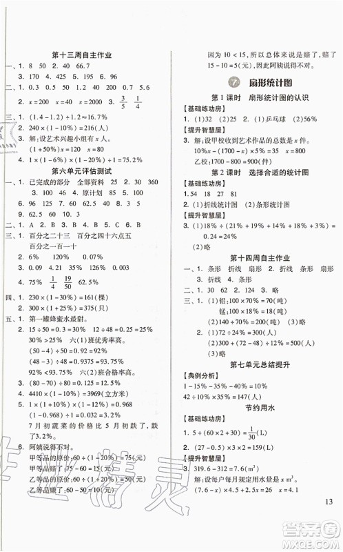 山东科学技术出版社2021新思维伴你学配单元达标测试卷六年级数学上册人教版答案