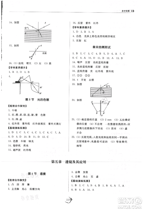 山东科学技术出版社2021初中同步练习册八年级物理上册人教版参考答案 山东科学技术出版社2021初中同步练习册八年级物理上册人教版参考答案