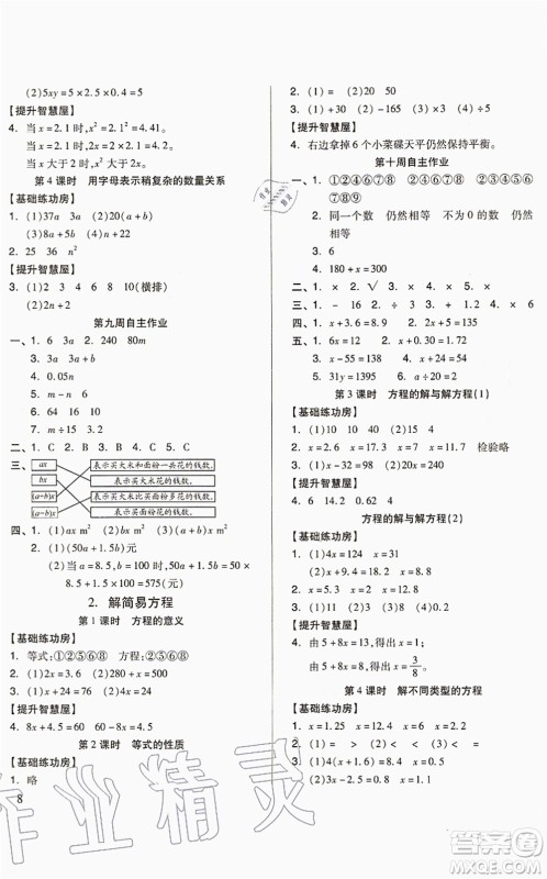 山东科学技术出版社2021新思维伴你学配单元达标测试卷五年级数学上册人教版答案 山东科学技术出版社2021新思维伴你学配单元达标测试卷五年级数学上册人教版答案