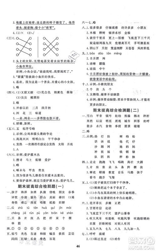 济南出版社2021黄冈360度定制课时二年级语文上册RJ人教版答案 济南出版社2021黄冈360度定制课时二年级语文上册RJ人教版答案