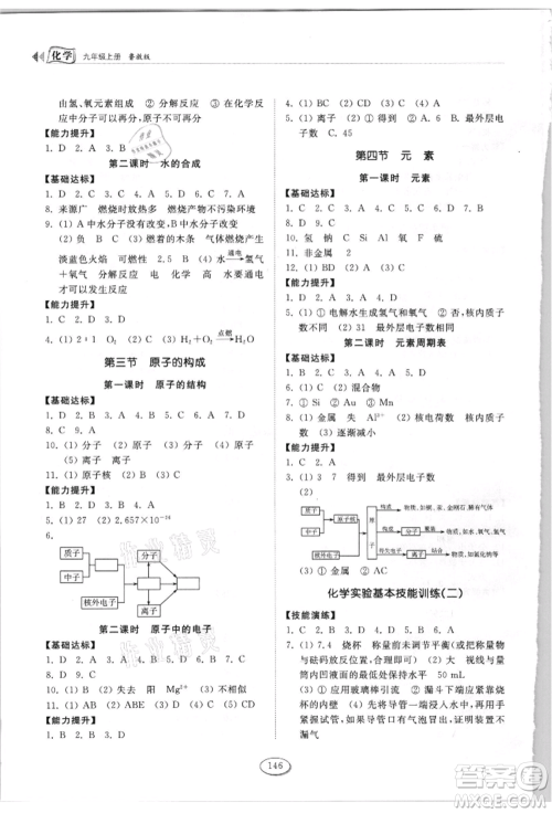 山东科学技术出版社2021初中同步练习册九年级化学上册鲁教版参考答案 山东科学技术出版社2021初中同步练习册九年级化学上册鲁教版参考答案