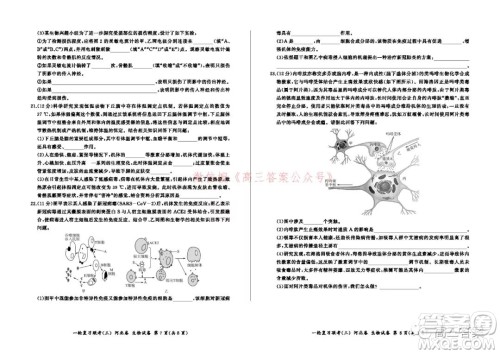 百师联盟2022届高三一轮复习联考三河北卷生物试题及答案