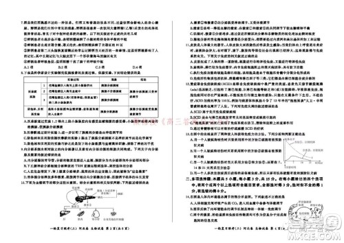 百师联盟2022届高三一轮复习联考三河北卷生物试题及答案