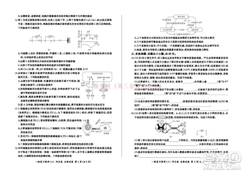 百师联盟2022届高三一轮复习联考三河北卷生物试题及答案