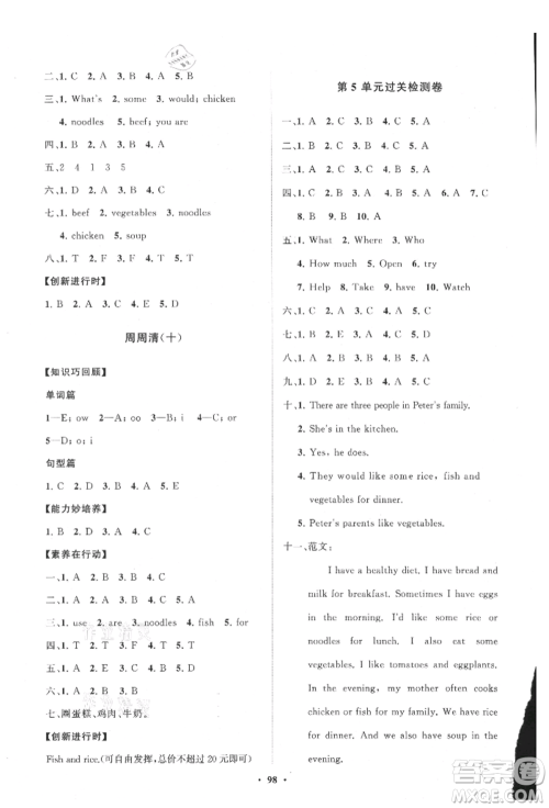 山东教育出版社2021小学同步练习册分层卷四年级英语上册人教版参考答案 山东教育出版社2021小学同步练习册分层卷四年级英语上册人教版参考答案