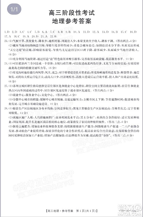 2022届江西金太阳高三12月联考地理试题及答案 2022届江西金太阳高三12月联考地理试题及答案