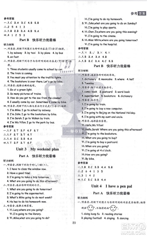 江西美术出版社2021龙门之星六年级英语上册RJ人教版答案 江西美术出版社2021龙门之星六年级英语上册RJ人教版答案