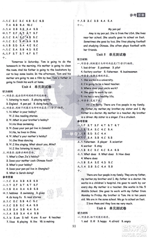 江西美术出版社2021龙门之星六年级英语上册RJ人教版答案 江西美术出版社2021龙门之星六年级英语上册RJ人教版答案