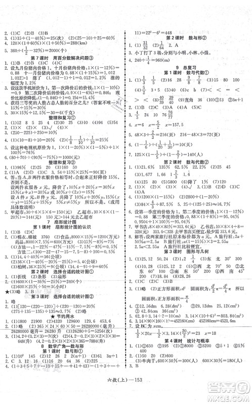 北方妇女儿童出版社2021小学数学学习好帮手六年级上册人教版答案