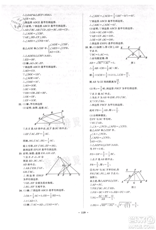 山东教育出版社2021初中同步练习册分层卷五四制八年级数学上册鲁教版参考答案