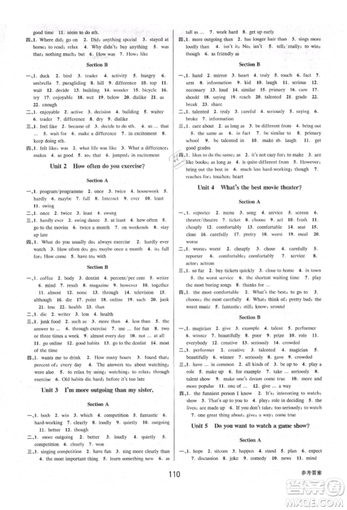 天津科学技术出版社2021初中新学案优化与提高八年级上册英语练习本人教版参考答案 天津科学技术出版社2021初中新学案优化与提高八年级上册英语练习本人教版参考答案