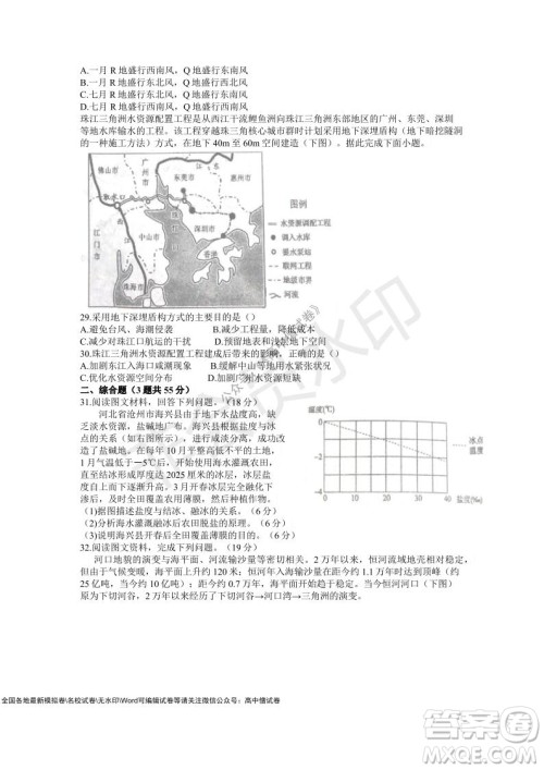 安徽六安一中学2022届高三年级第四次月考地理试题及答案