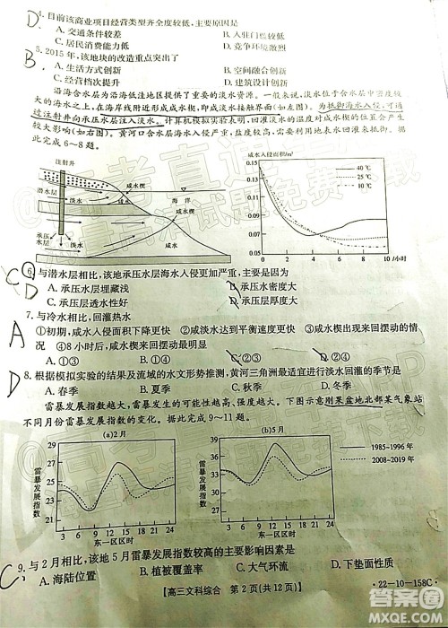 2022届四川金太阳高三12月联考文科综合试题及答案