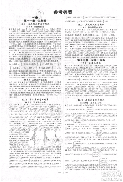 天津科学技术出版社2021智慧学堂核心素养提升法八年级数学上册人教版台州专版参考答案 天津科学技术出版社2021智慧学堂核心素养提升法八年级数学上册人教版台州专版参考答案