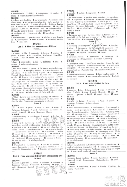 天津科学技术出版社2021智慧学堂核心素养提升法九年级英语人教版浙江专版参考答案 天津科学技术出版社2021智慧学堂核心素养提升法九年级英语人教版浙江专版参考答案