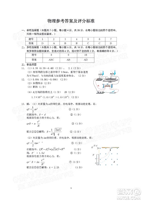 广东省2022届高三综合能力测试二物理试题及答案