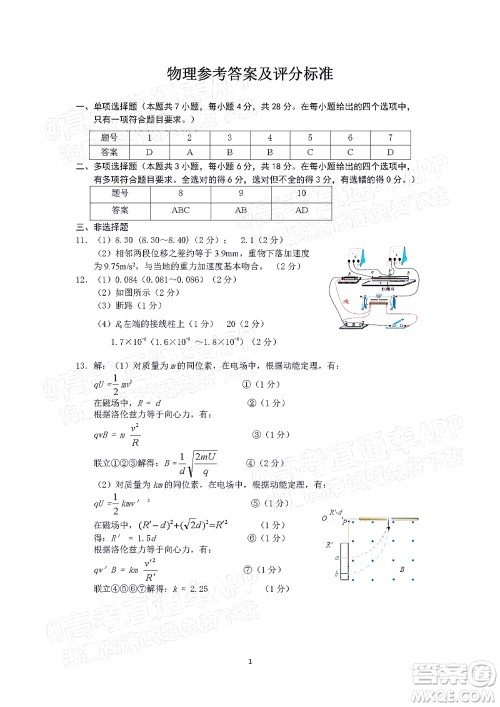 广东省2022届高三综合能力测试二物理试题及答案