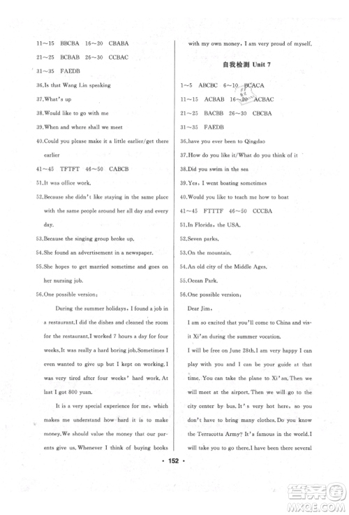 延边人民出版社2021试题优化课堂同步五四制八年级英语上册鲁教版参考答案