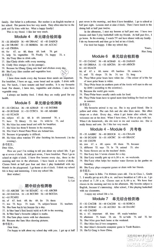 电子科技大学出版社2021零障碍导教导学案七年级英语上册WY外研版答案