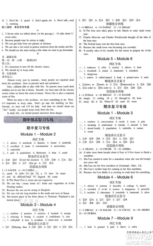 电子科技大学出版社2021零障碍导教导学案八年级英语上册WYYY外研版答案