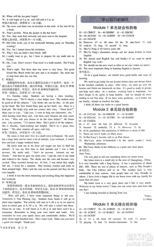 电子科技大学出版社2021零障碍导教导学案八年级英语上册WYYY外研版答案