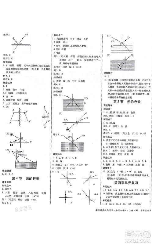 电子科技大学出版社2021零障碍导教导学案八年级物理上册RJWL人教版答案 电子科技大学出版社2021零障碍导教导学案八年级物理上册RJWL人教版答案