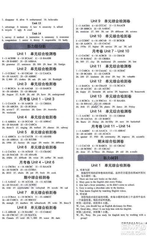 电子科技大学出版社2021零障碍导教导学案九年级英语全一册RJYY人教版答案