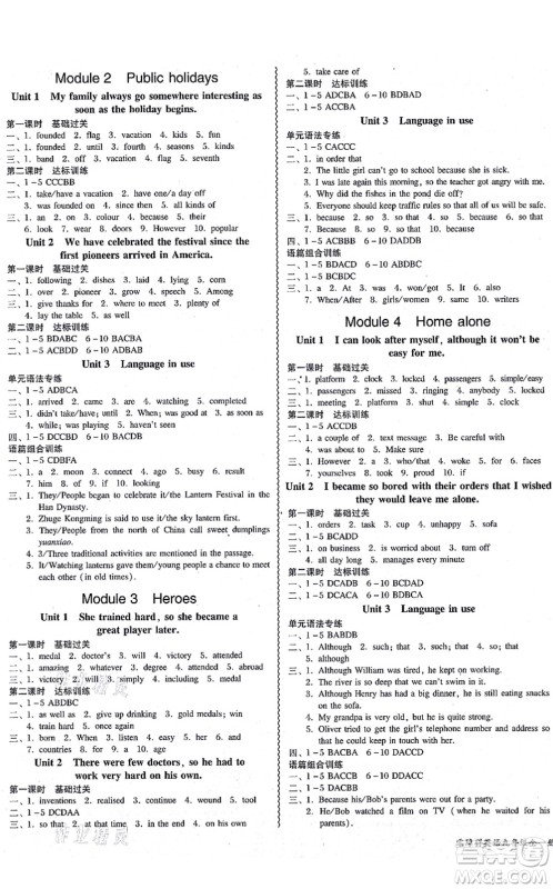 电子科技大学出版社2021零障碍导教导学案九年级英语全一册WYYY外研版答案 电子科技大学出版社2021零障碍导教导学案九年级英语全一册WYYY外研版答案
