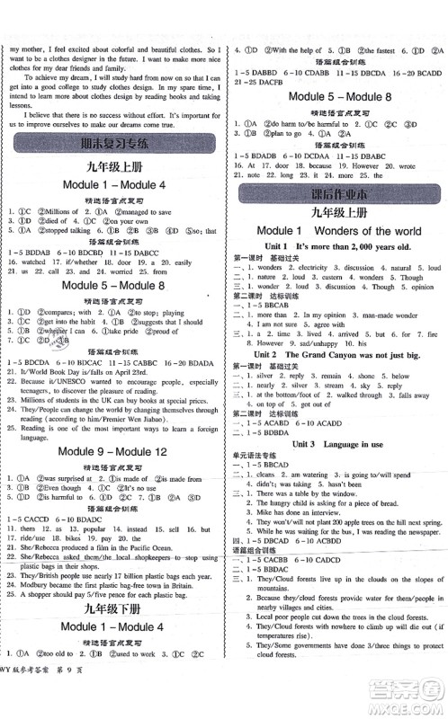 电子科技大学出版社2021零障碍导教导学案九年级英语全一册WYYY外研版答案 电子科技大学出版社2021零障碍导教导学案九年级英语全一册WYYY外研版答案