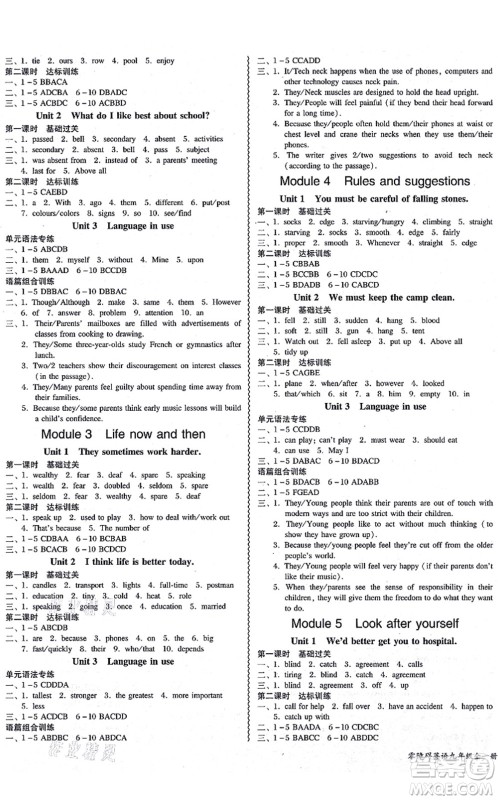 电子科技大学出版社2021零障碍导教导学案九年级英语全一册WYYY外研版答案 电子科技大学出版社2021零障碍导教导学案九年级英语全一册WYYY外研版答案