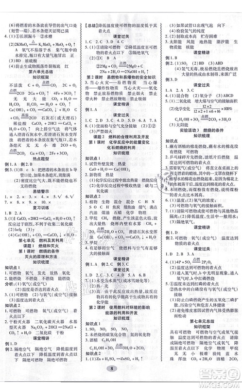 电子科技大学出版社2021零障碍导教导学案九年级化学全一册RJHX人教版答案 电子科技大学出版社2021零障碍导教导学案九年级化学全一册RJHX人教版答案