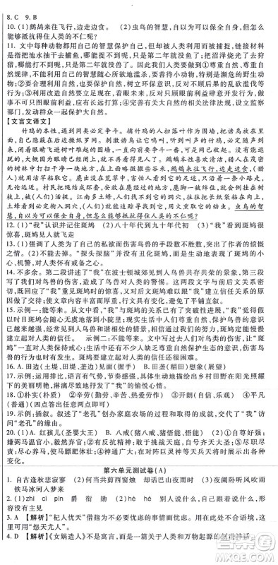 吉林教育出版社2021海淀金卷七年级语文上册部编版答案