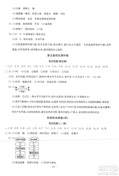 吉林教育出版社2021创新思维全程备考金题一卷通七年级地理上册人教版参考答案