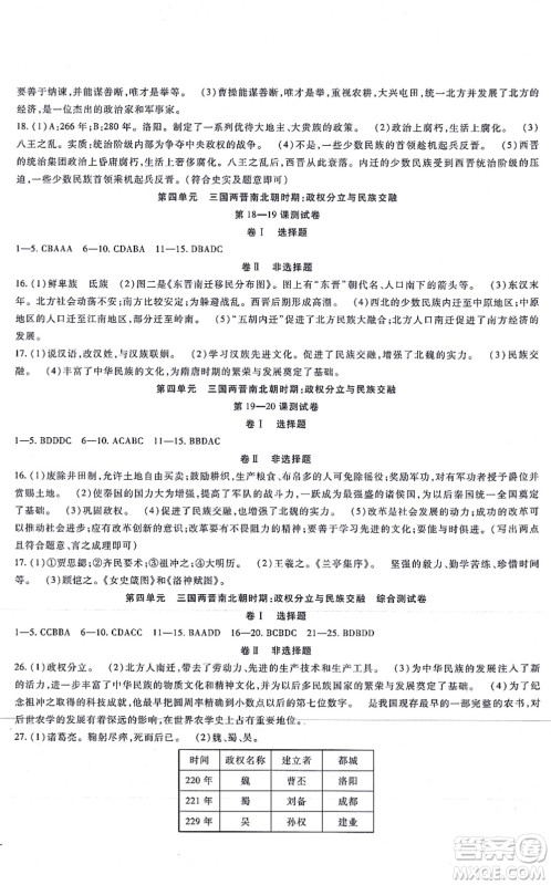 吉林教育出版社2021海淀金卷七年级历史上册部编版答案 吉林教育出版社2021海淀金卷七年级历史上册部编版答案