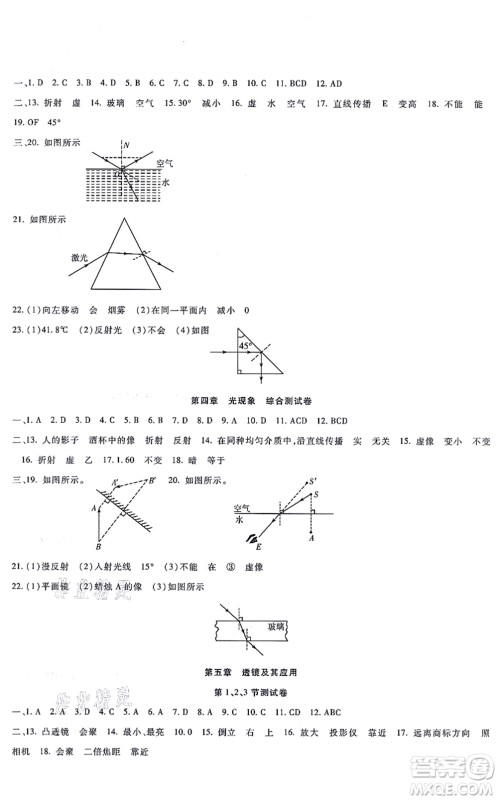 吉林教育出版社2021海淀金卷八年级物理上册RJ人教版答案 吉林教育出版社2021海淀金卷八年级物理上册RJ人教版答案