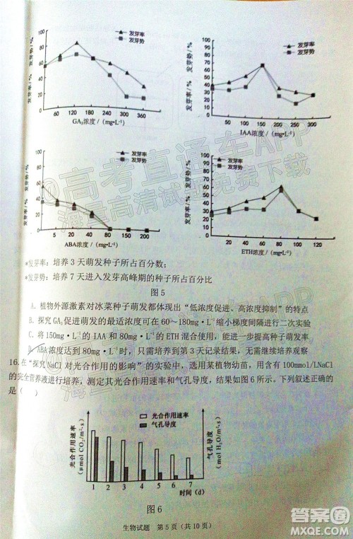 广东省2022届高三综合能力测试二生物试题及答案