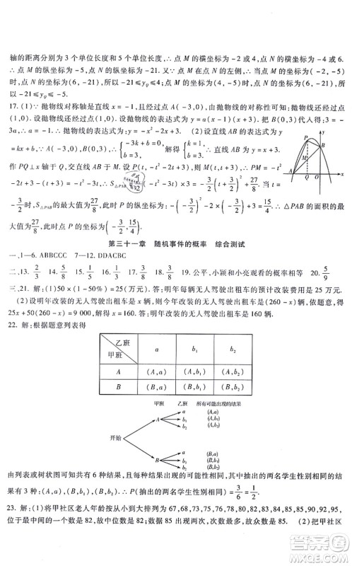 吉林教育出版社2021海淀金卷九年级数学全一册JJ冀教版答案 吉林教育出版社2021海淀金卷九年级数学全一册JJ冀教版答案
