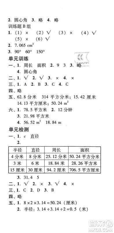 新世纪出版社2021培生新课堂小学数学同步训练与单元测评六年级上册人教版答案