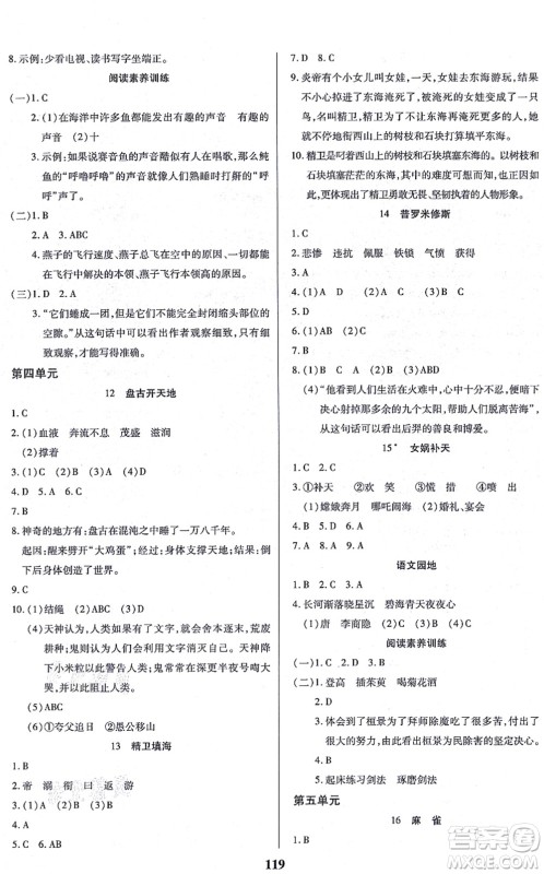 沈阳出版社2021培优三好生课时作业四年级语文上册人教版福建专版答案 沈阳出版社2021培优三好生课时作业四年级语文上册人教版福建专版答案