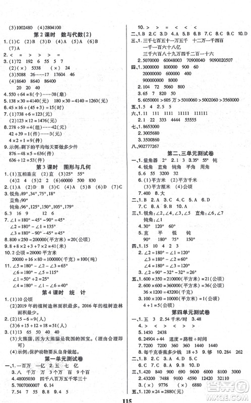 沈阳出版社2021培优三好生课时作业四年级数学上册A人教版福建专版答案 沈阳出版社2021培优三好生课时作业四年级数学上册A人教版福建专版答案