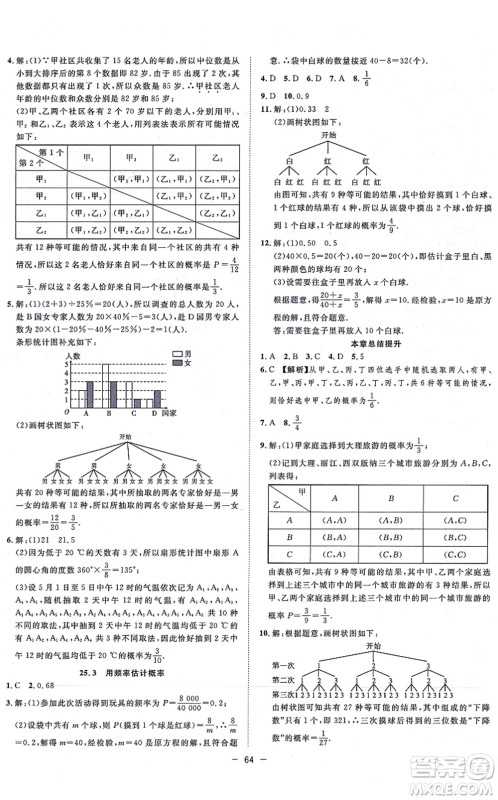 合肥工业大学出版社2021全频道课时作业九年级数学上册RJ人教版答案 合肥工业大学出版社2021全频道课时作业九年级数学上册RJ人教版答案