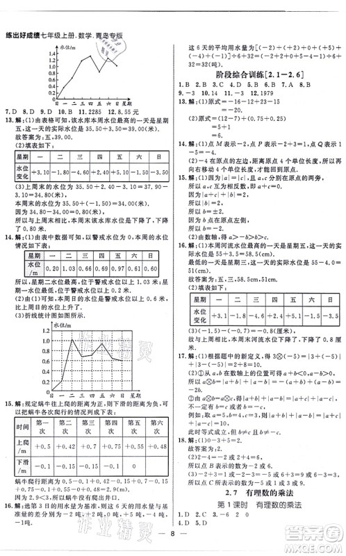 南方出版社2021练出好成绩七年级数学上册北师大版青岛专版答案