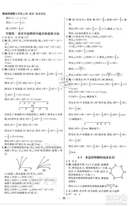 南方出版社2021练出好成绩七年级数学上册北师大版青岛专版答案
