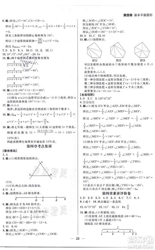 南方出版社2021练出好成绩七年级数学上册北师大版青岛专版答案