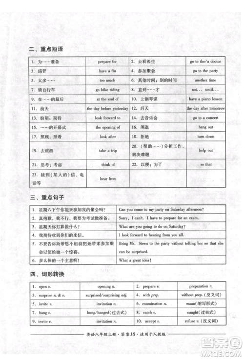 四川教育出版社2021单元测评八年级英语上册人教版参考答案 四川教育出版社2021单元测评八年级英语上册人教版参考答案