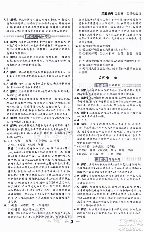 南方出版社2021练出好成绩八年级生物上册RJ人教版答案