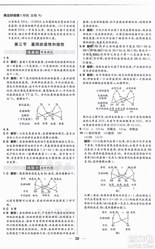 南方出版社2021练出好成绩八年级生物上册RJ人教版答案