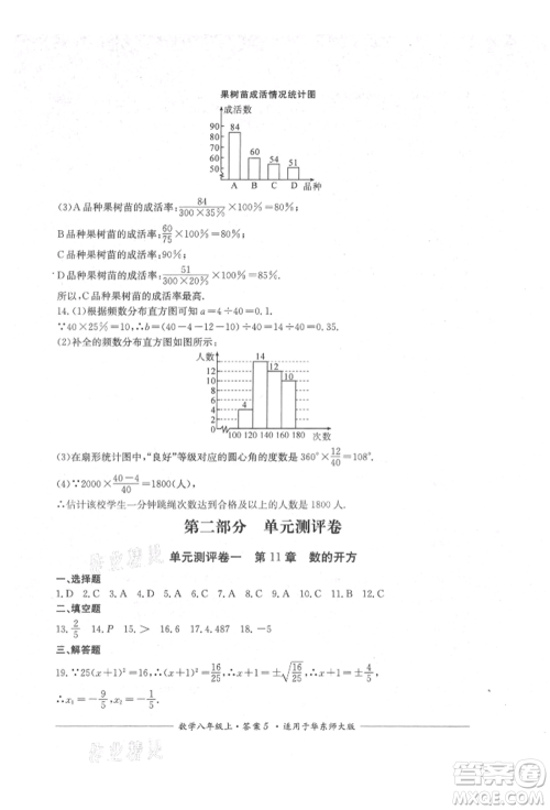 四川教育出版社2021单元测评八年级数学上册华师大版参考答案