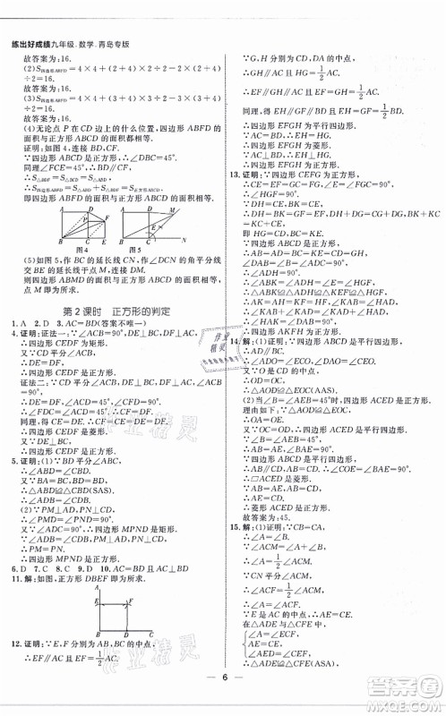 南方出版社2021练出好成绩九年级数学全一册北师大版青岛专版答案 南方出版社2021练出好成绩九年级数学全一册北师大版青岛专版答案